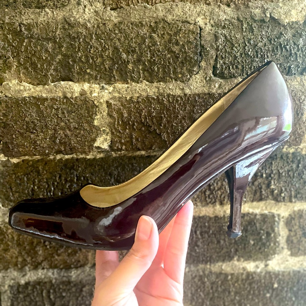 STEVEN by STEVE MADDEN bronze colour patent leather heels 8.5